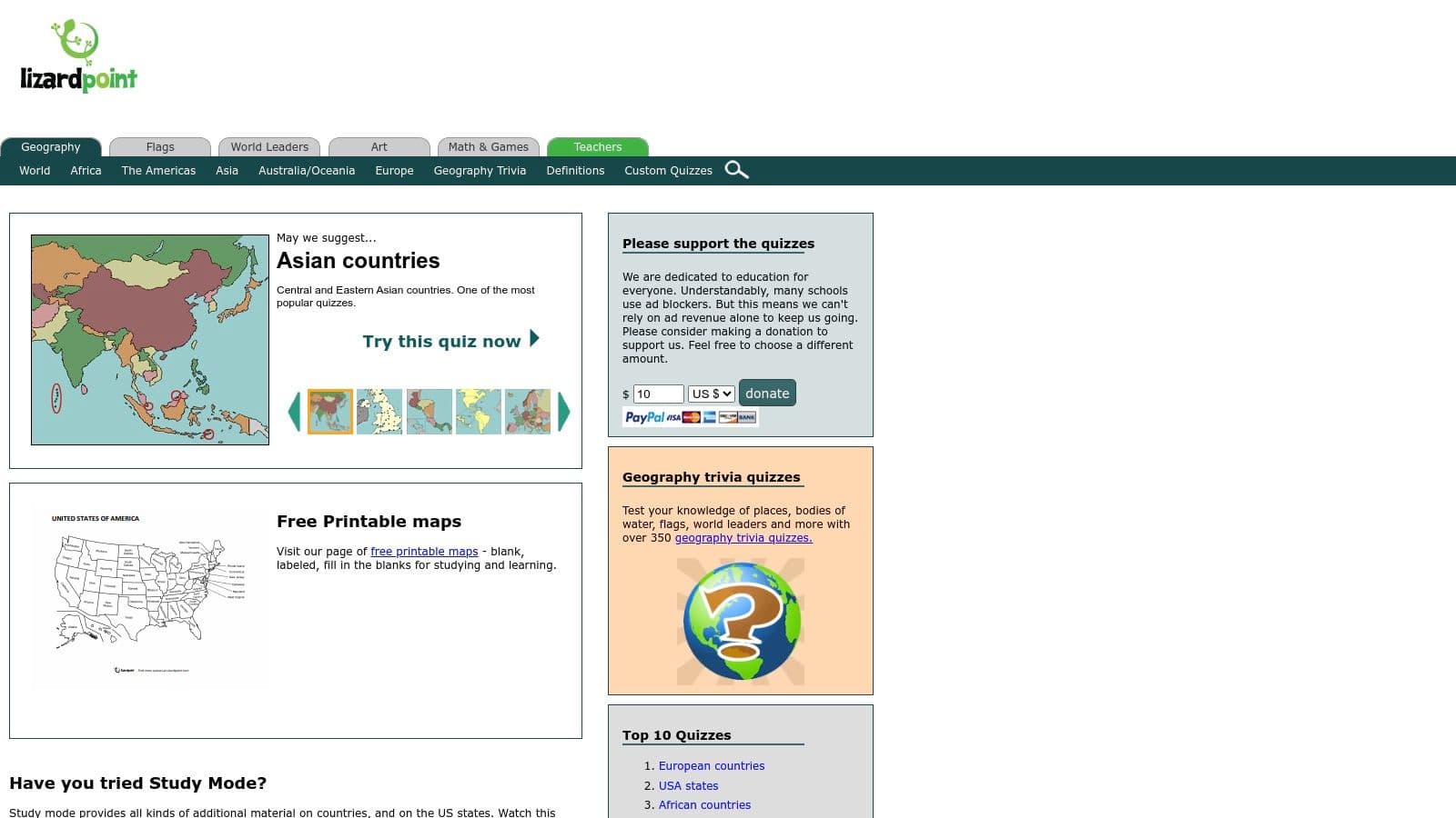 Lizard Point Geography Quizzes